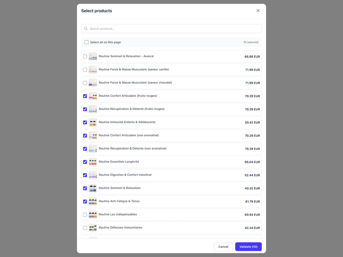 Select your products
