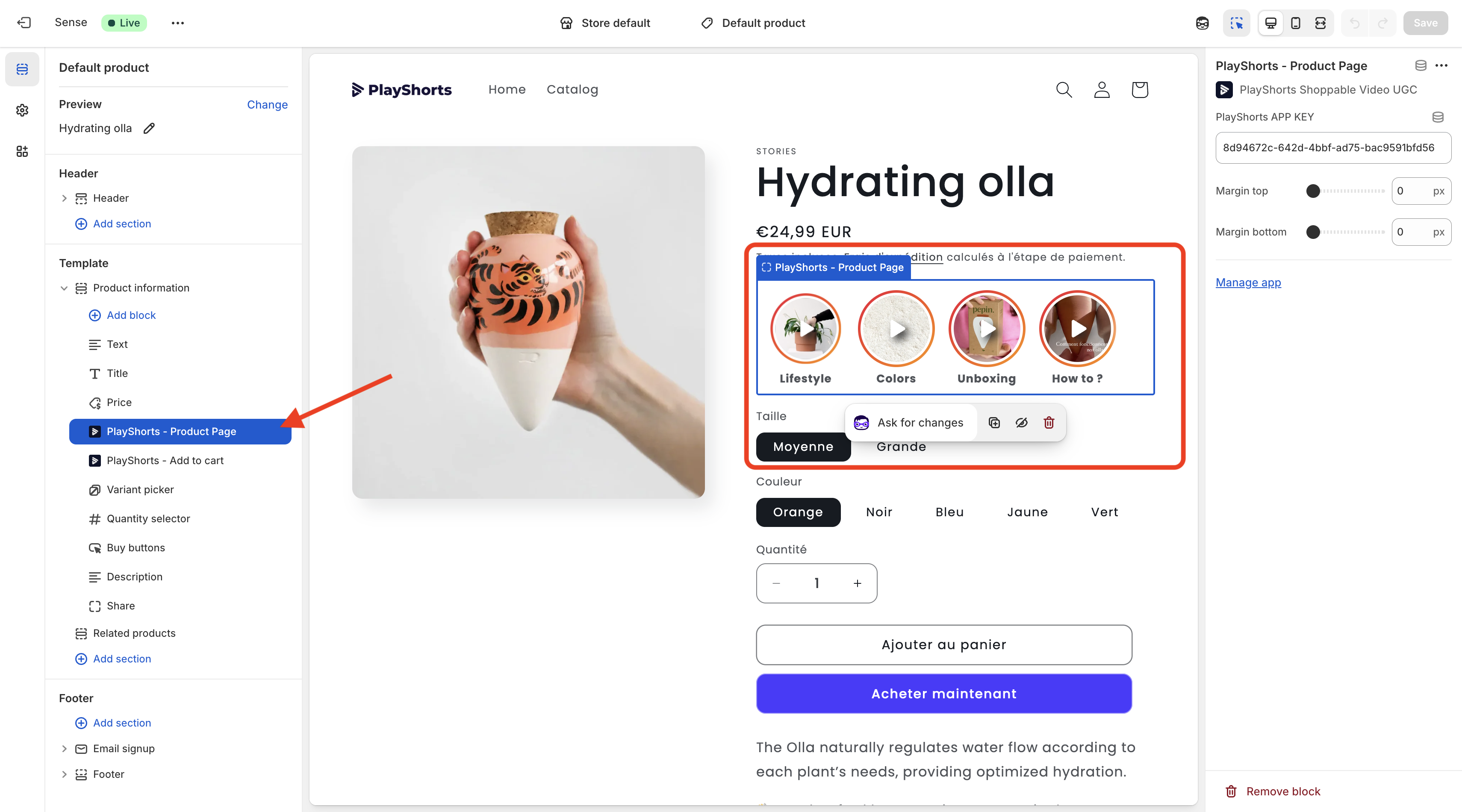 choix emplacement shoppables vidéos