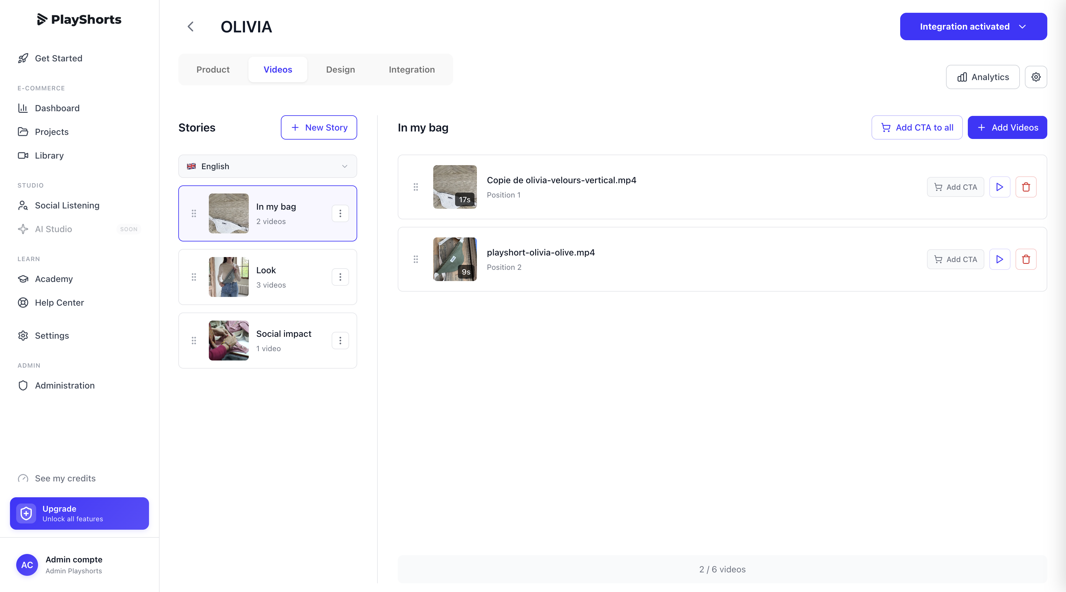 création projet shoppables vidéos